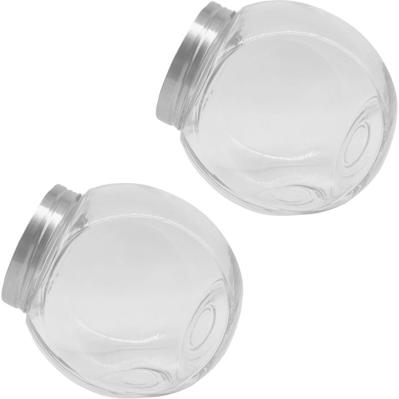 Relaxdays Bonbonglas, 2er Set, 2 Liter, Vorratsgläser für Süßigkeiten, Candy Bar, Edelstahl-Deckel, transparent/silber