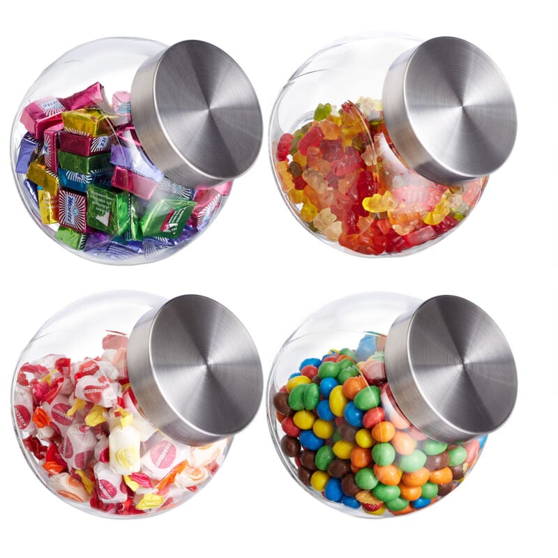 8 x Bonbonglas, 1,5 l, Vorratsgläser für Süßigkeiten, Lebensmittel, Candy Bar, Bonboniere, Edelstahl-Deckel, klar