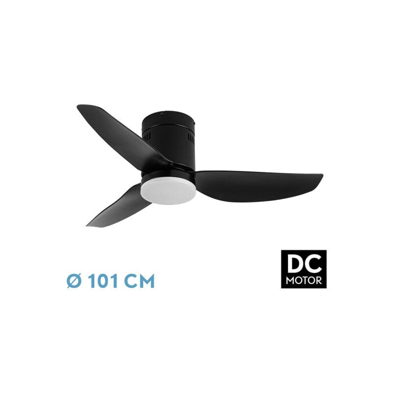 Ventilator dc borax Ventilator mit dreiFlügeln in Schwarz mit Licht mit 6 einstellbaren Geschwindigkeiten 3 Temperaturen ofLicht wählbar Inklusive