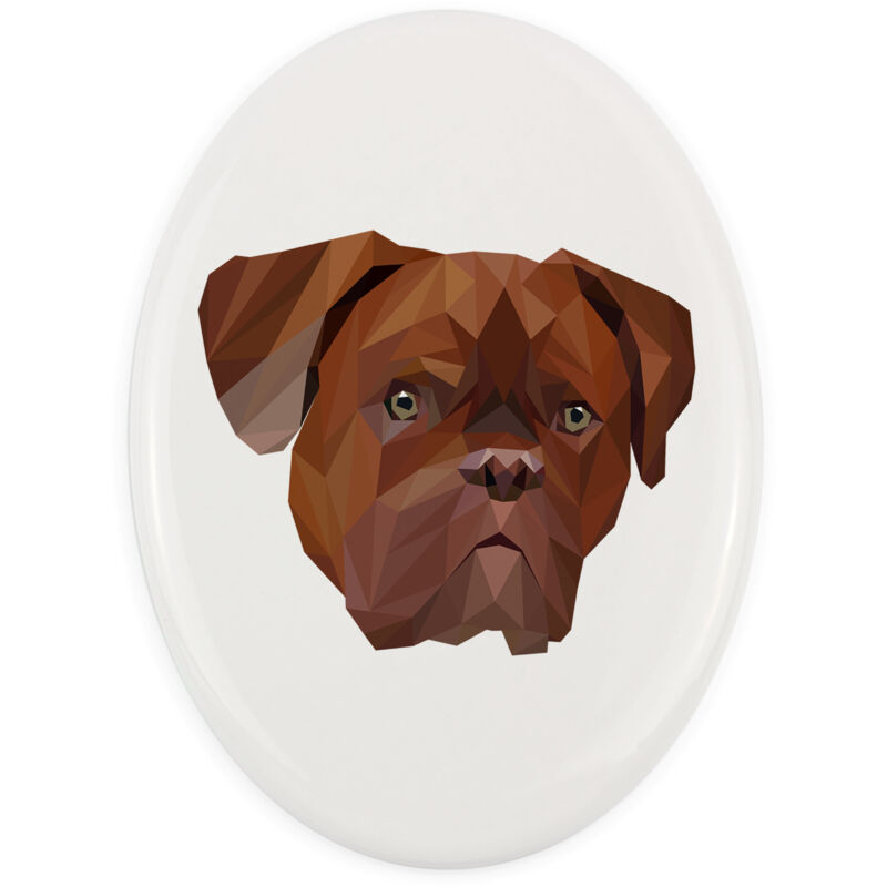 Bordeauxdogge, Dogue de Bordeaux, Französische Dogge - Teller mit Foto und geometrischer Aufschrift von Art-Dog