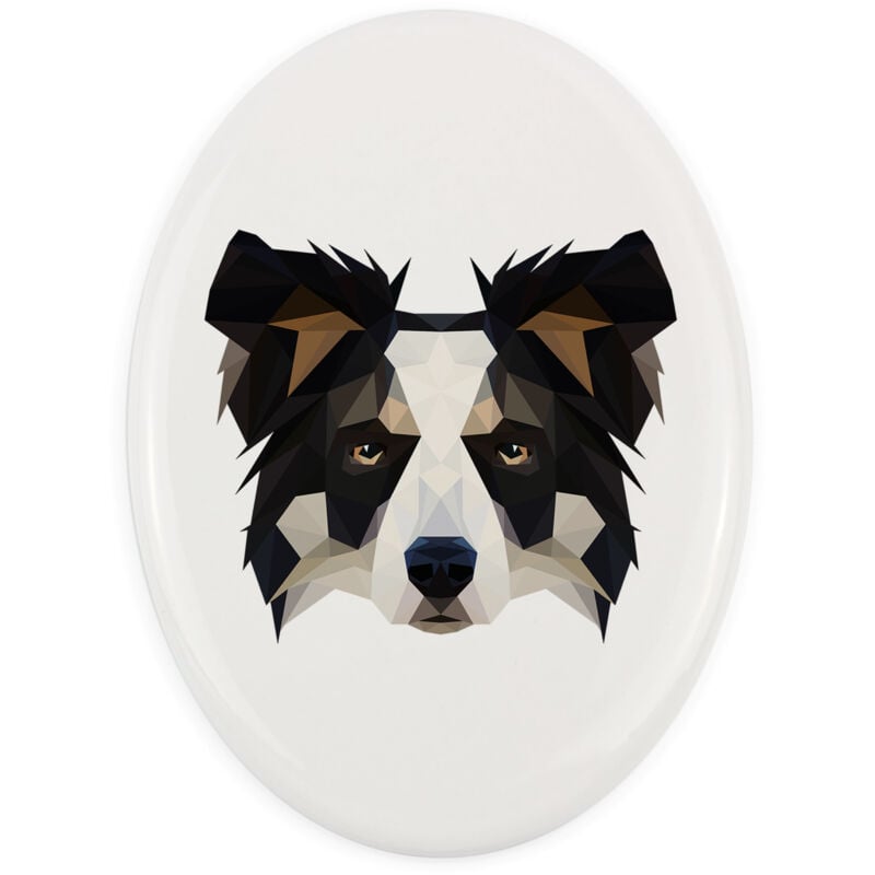 Border Collie - Teller mit Foto und geometrischer Aufschrift von Art-Dog