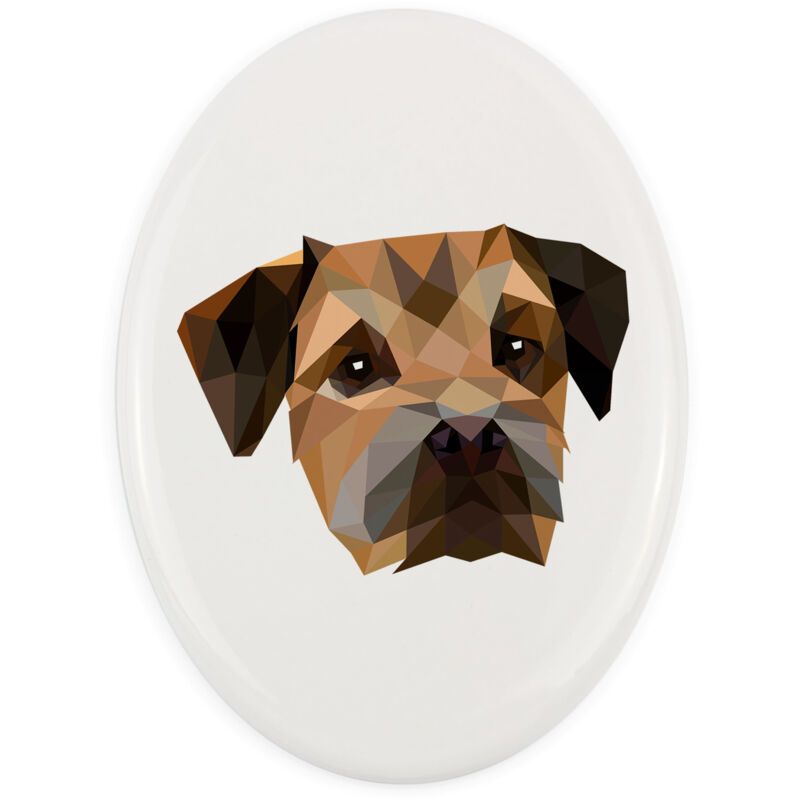 Border Terrier - ein Teller mit Foto und geometrischer Aufschrift von Art-Dog