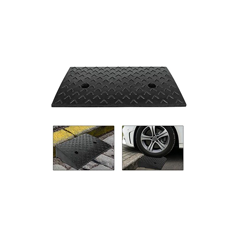 Yardin - Bordsteinrampen 2er-Set(47×31×10,5cm), tragbar, Gummirampe, Rollstuhlrampe für Auto, Motorrad, Rollstuhl, Rollator, schwarz