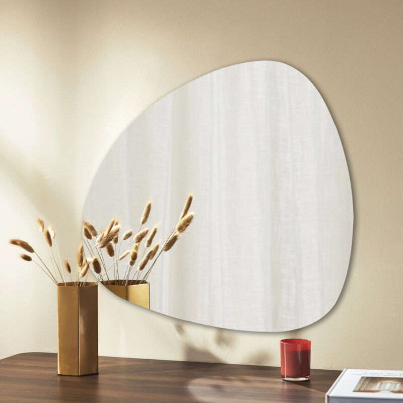 Boromal - Asymetrischer Spiegel 80x80cm Wandspiegel, Unregelmäßiger Wandspiegel Dekorative Spiegel Wandspiegel für Badezimmer, Wohnzimmer, Flur