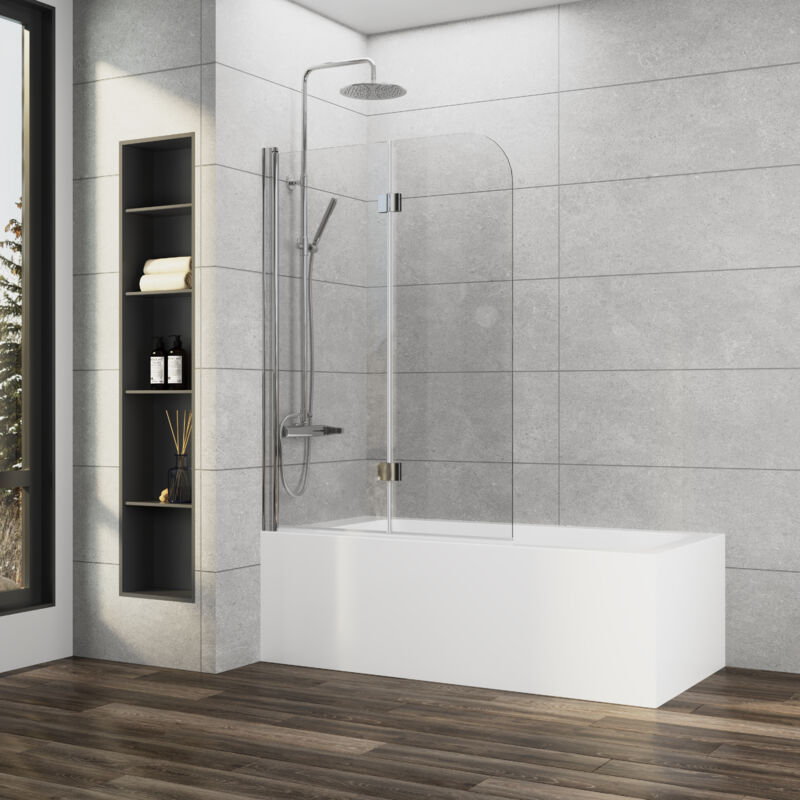 Boromal Badewannenaufsatz 120x120cm Duschtrennwand für Badewanne Duschwand für Badewanne Faltwand Duschabtrennung Badewanne