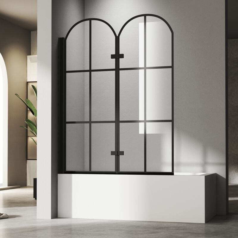 Boromal Badewannenaufsatz 120x140(BxH) 2-teilig Badewannenfaltwand Duschwand für Badewanne Duschtrennwand für Badewanne Duschabtrennung Badewanne 6mm