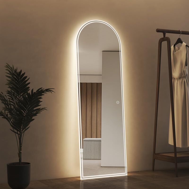 Boromal - led Ganzkörperspiegel mit Beleuchtung 150x50cm Standspiegel mit Beleuchtung Bodenspiegel 3 Lichtfarbe Dimmbare led Wandspiegel