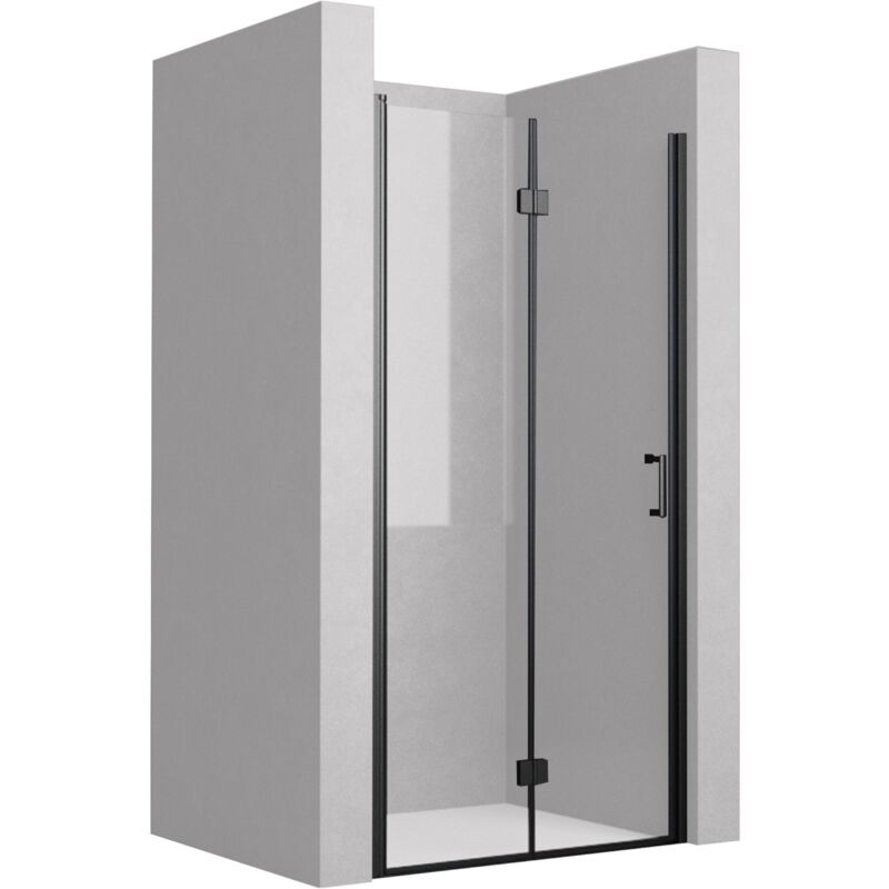 Dusch-Falttür Schwarz Nischentür Dusche Schwarz Duschabtrennung faltbar für Dusche 100x195 cm, nano Sicherheitsglas, 180º Falt-Drehfalttür, mit