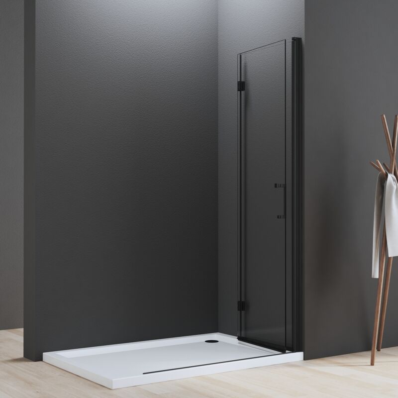 Boromal Duschabtrennung 120x195cm Walk-IN Falttür Schwarz, Duschabtrennung Dusche Duschwand Falttür Dusche Duschtrennwand 5mm ESG-Sicherheitsglas