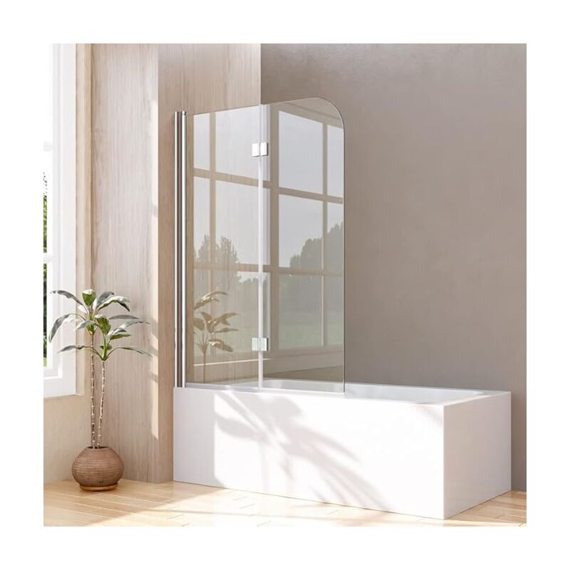 Boromal - Duschwand 2 teilig faltbar Badewannen duschwand 120x140cm, Duschwand für badewanne faltbar, 5mm Nano Glas Duschwand Badewanne