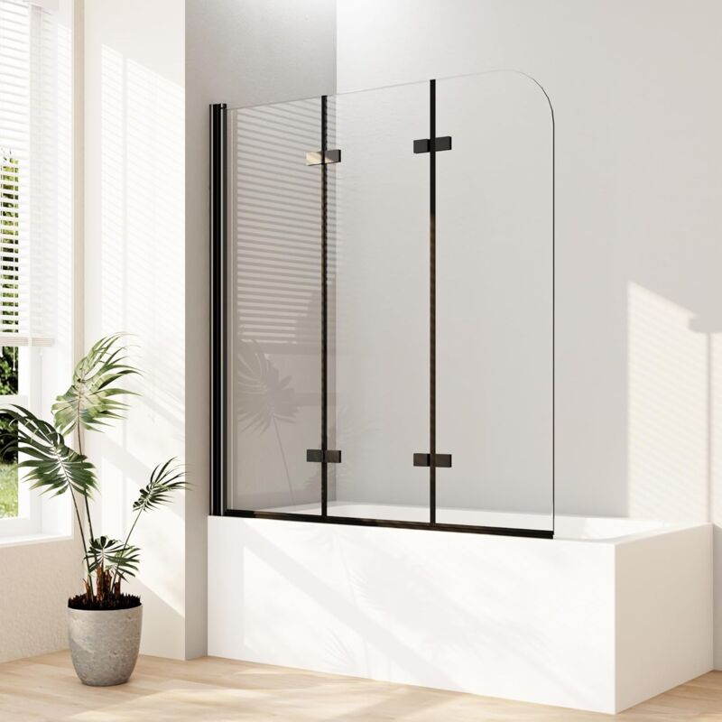 Boromal - Duschwand für badewanne, 140x140cm 3-teilig Faltwand für Badewanne, Glas Duschwand Badewannenaufsatz Duschtrennwand Duschabtrennung mit 6mm