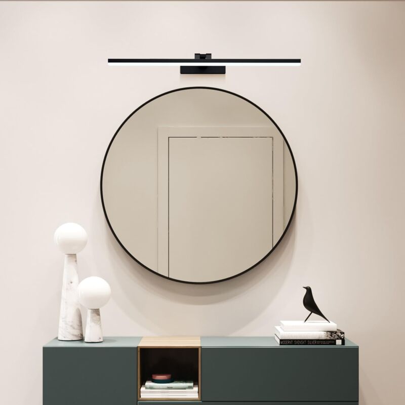 Boromal - Spiegel Schwarz 100cm Rund Metallrahmen Badezimmerspiegel Rund Badspiegel Schwarz Wandspiegel Dekorative Rund Spiegel für Badezimmer,