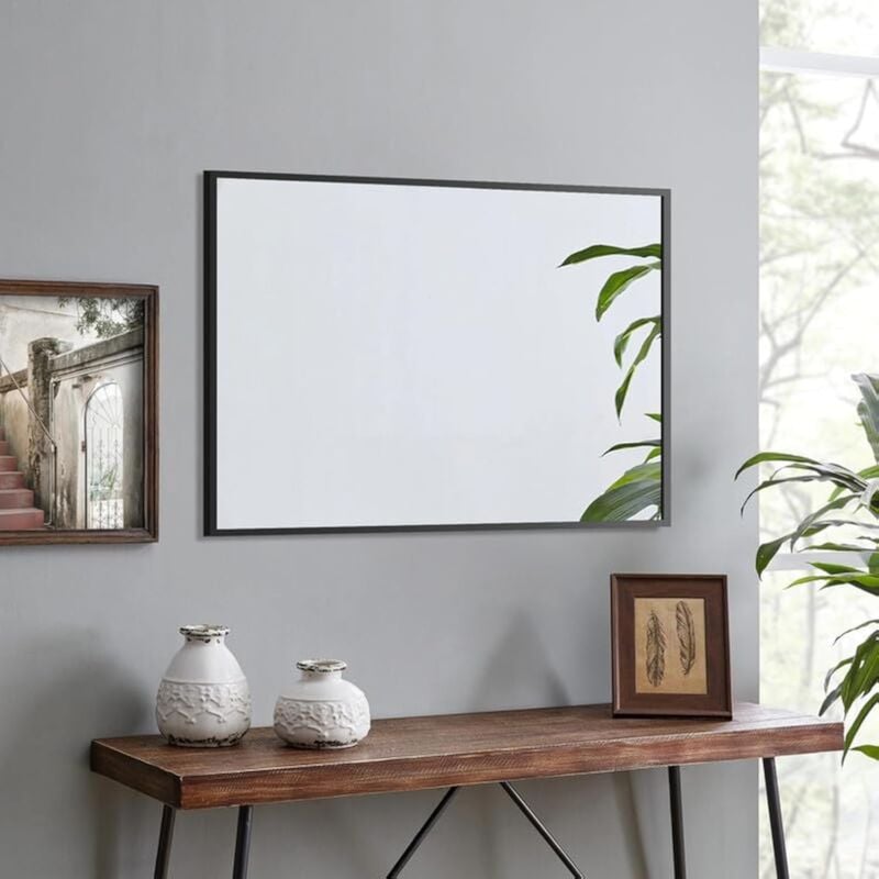 Spiegel Schwarz 40x60cm Rechteckiger Spiegel mit Metall Rahmen Schwarz Spiegel Wandspiegel Schwarz für Badezimmer, Waschräume, Schlafzimmer - Boromal