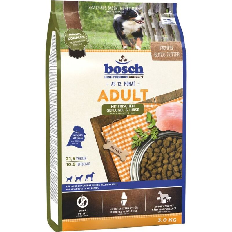 Bosch - Trockenfutter für Hunde Adult 3 kg mit Geflügel & Hirse Trockenfutter