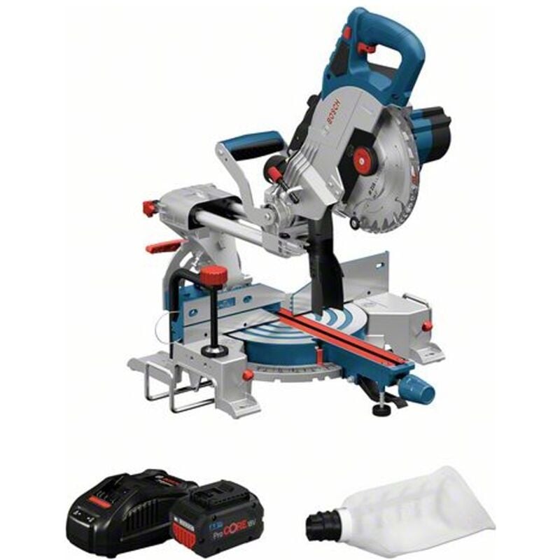 Bosch Akku-Kapp- und Gehrungssäge biturbo gcm 18V-216, incl. 2x Akku ProCORE 5,5 Ah, Schnellladegerät, Kreissägeblatt, Zubehör, Karton - Bosch