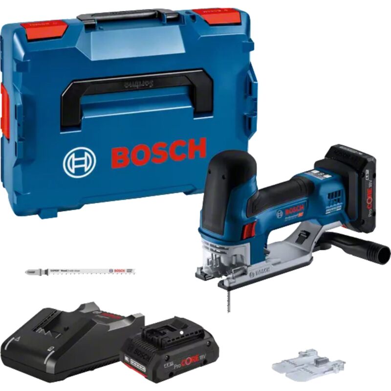 Bosch Akku-Stichsäge gst 18V-155 sc, 2 Akku Akku ProCORE18V 4.0Ah, Ladg. u. l-boxx