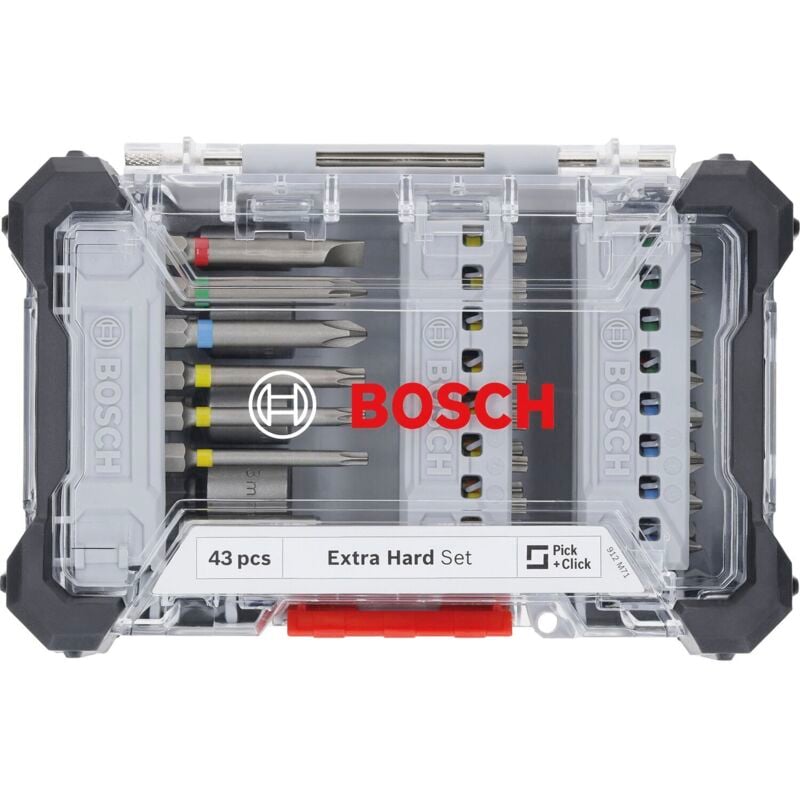 Bosch Schrauberbit-Set Extra Hard 43-teilig - Bit-Set mit Farbcodierung und robustem Koffer