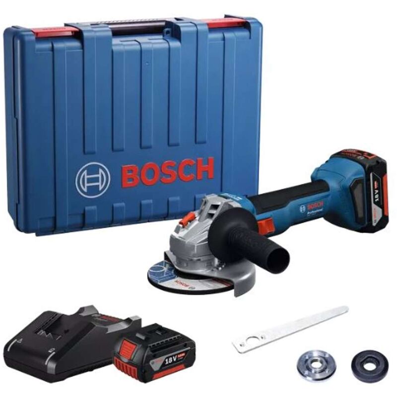 Bosch - Werkzeug - 18V Akku-Winkelschleifer 125 mm, 2x Akku 4,0 Ah gba, Ladegerät 06019N9020