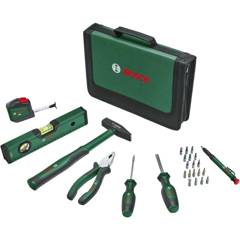 Easy Starter Handwerkzeug (Kombizange, Schraubendreher, Flaschenöffner, Hammer, 10 Bits, 14-teilig, Set) - Bosch