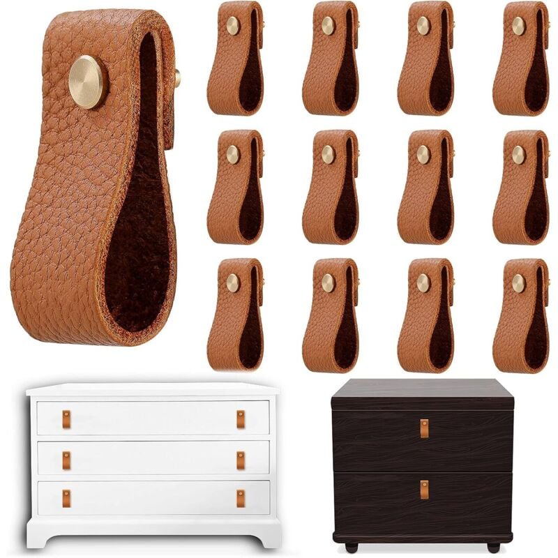 Leder-Schrankknöpfe Leder-Schubladengriffe Leder