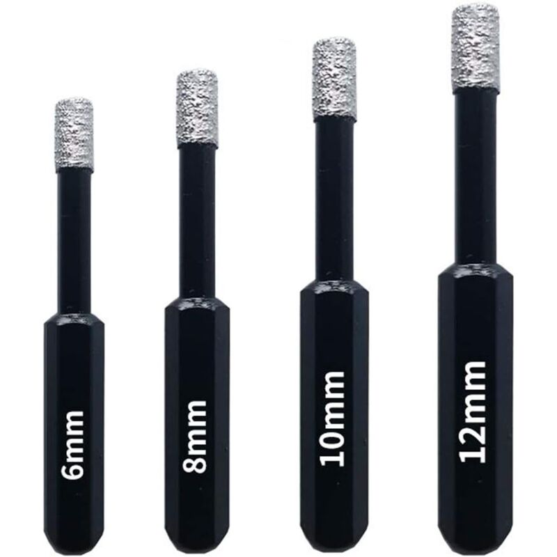 Box mit 4 Diamantbohrern für Fliesen, Keramik, Feinsteinzeug, Fliesen, Glas, Stein. Professionelle Diamantbohrer für Lochsägen – 6 mm, 8 mm, 10 mm,