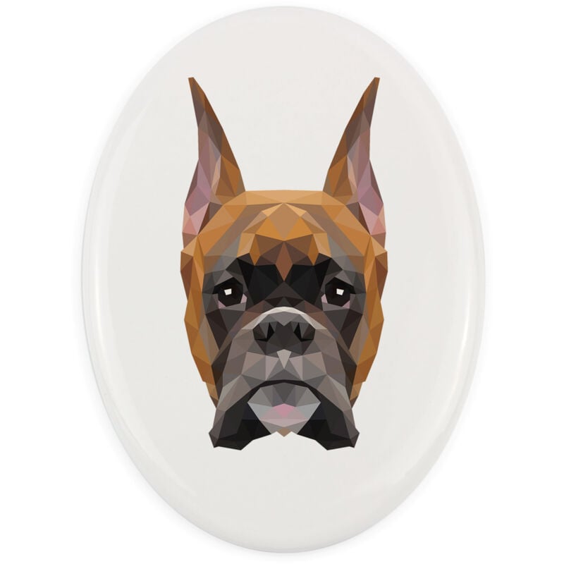 Boxer, Boxer I - ein Teller mit Foto und geometrischer Aufschrift von Art-Dog