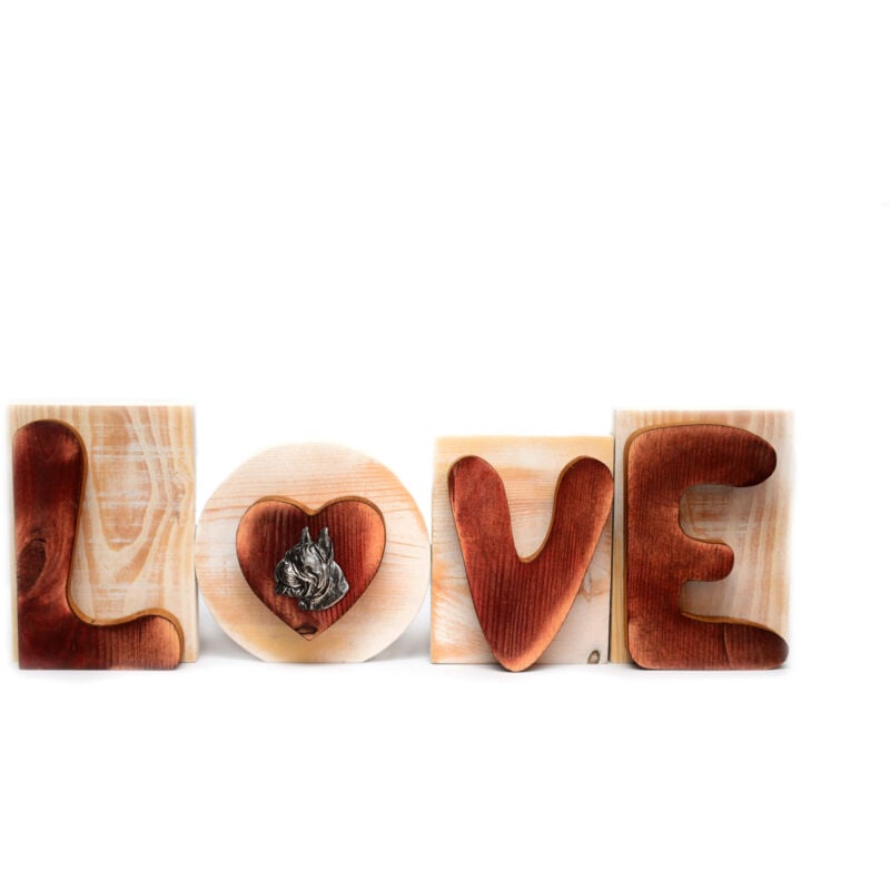Boxer, Boxer I - Holzaufschrift LOVE, Interior-Deko mit Hund, bezaubernde Regal-Deko von Art-Dog