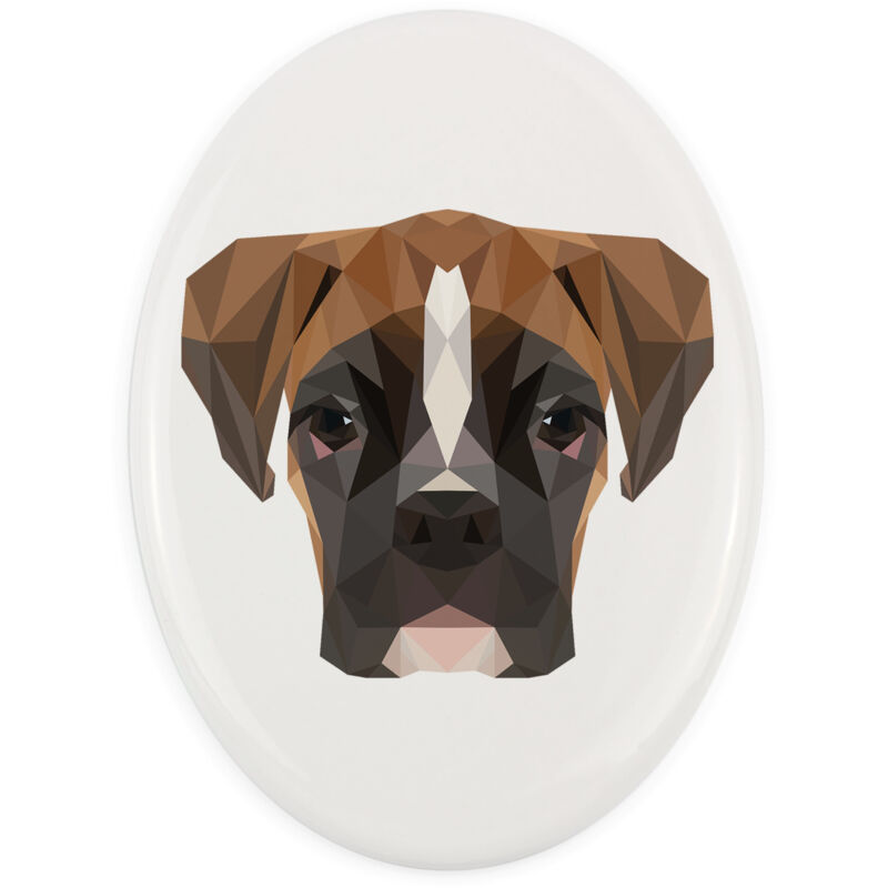 Boxer, Boxer III - ein Teller mit Foto und geometrischer Aufschrift von Art-Dog