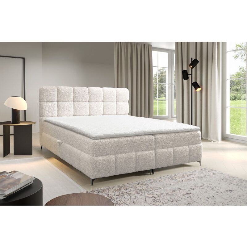 Fun Moebel - Boxspringbett Bett Schlafzimmerbett sophie 100x200cm Stoff Rolf Creme