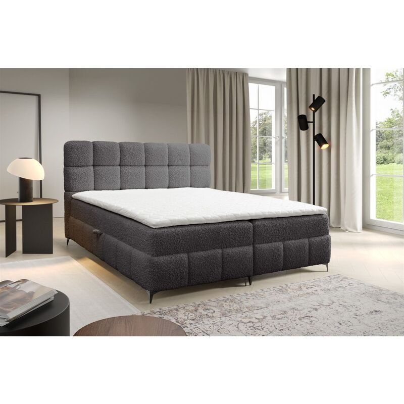 Fun Moebel - Boxspringbett Bett Schlafzimmerbett sophie 180x200cm Stoff Rolf Anthrazit