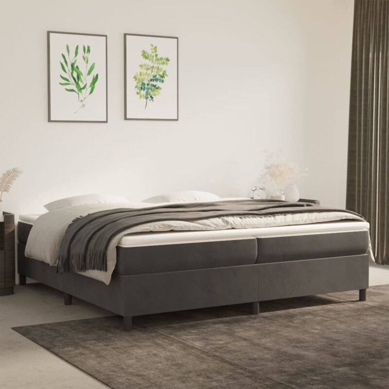 Bettgestell ohne Matratze Dunkelgrau 200x200 cm Samt Vidaxl