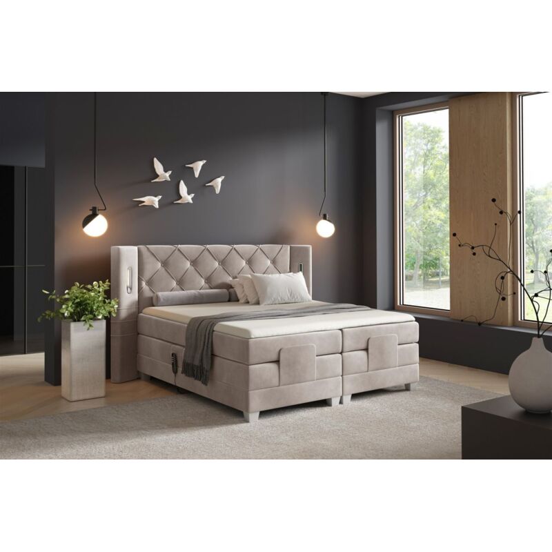Fun Moebel - Boxspringbett Elektrisch Bett steve 180x200cm in Stoff Fresh Beige