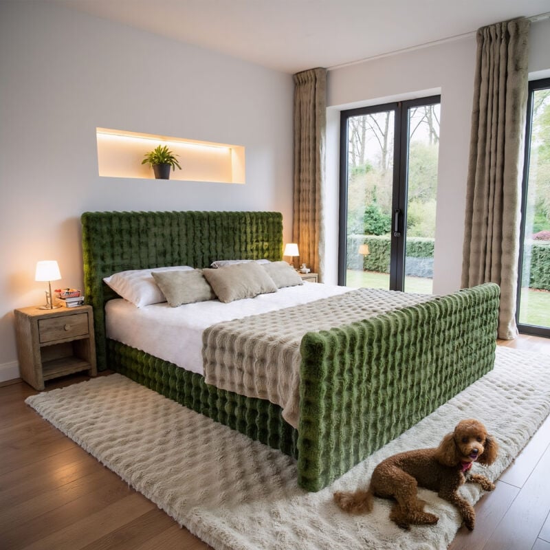 Boxspringbett mit bettkasten, matratze, topper, blanket stoff Bubble 180x200 cm Grün