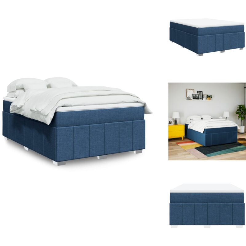 Boxspringbett mit Matratze Blau 140x200 cm Stoff - Boxspringbett - Boxspringbetten - Bett - Bett Mit Stauraum