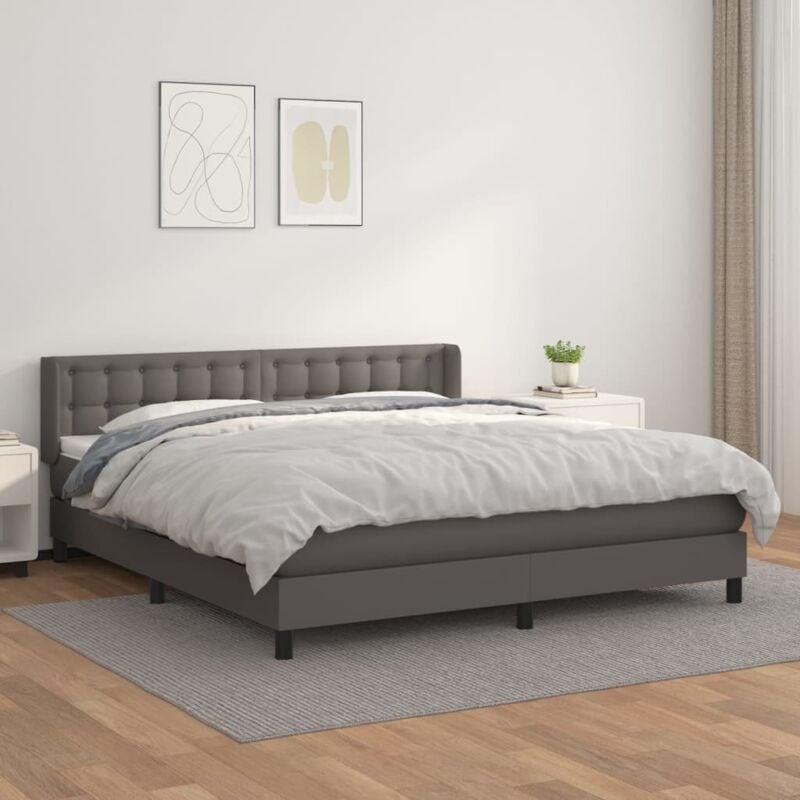 Boxspringbett mit Matratze Grau 180x200 cm Kunstleder Vidaxl
