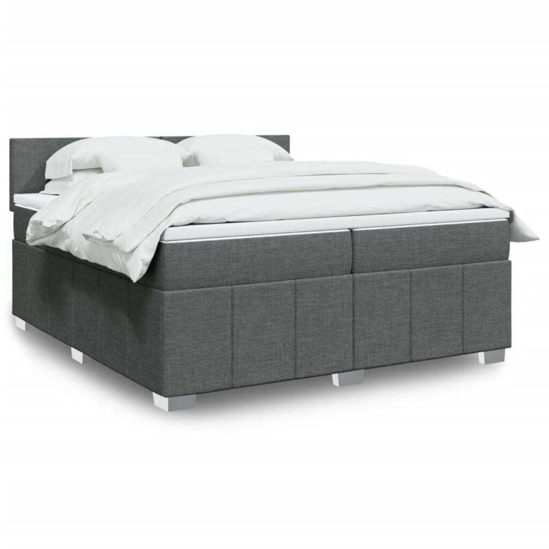 Boxspringbett mit Matratze Dunkelgrau 200x200 cm Stoff Vidaxl
