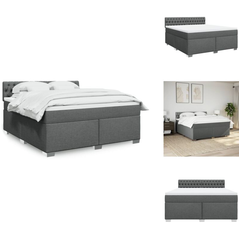 Boxspringbett mit Matratze Dunkelgrau 180x200 cm Stoff - Boxspringbett - Boxspringbetten - Bett - Bett Mit Stauraum
