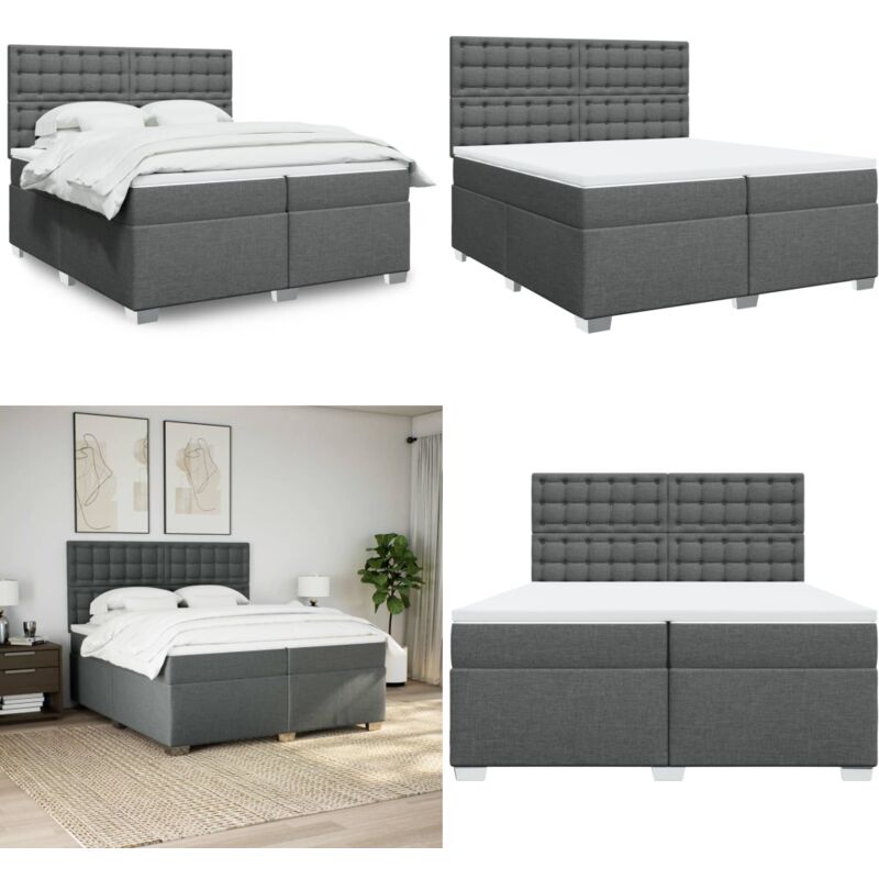 Boxspringbett mit Matratze Dunkelgrau 200x200 cm Stoff - Boxspringbett - Doppelbett - Bettsofa - Schlafsystem - Massivholzbette - Home & Living