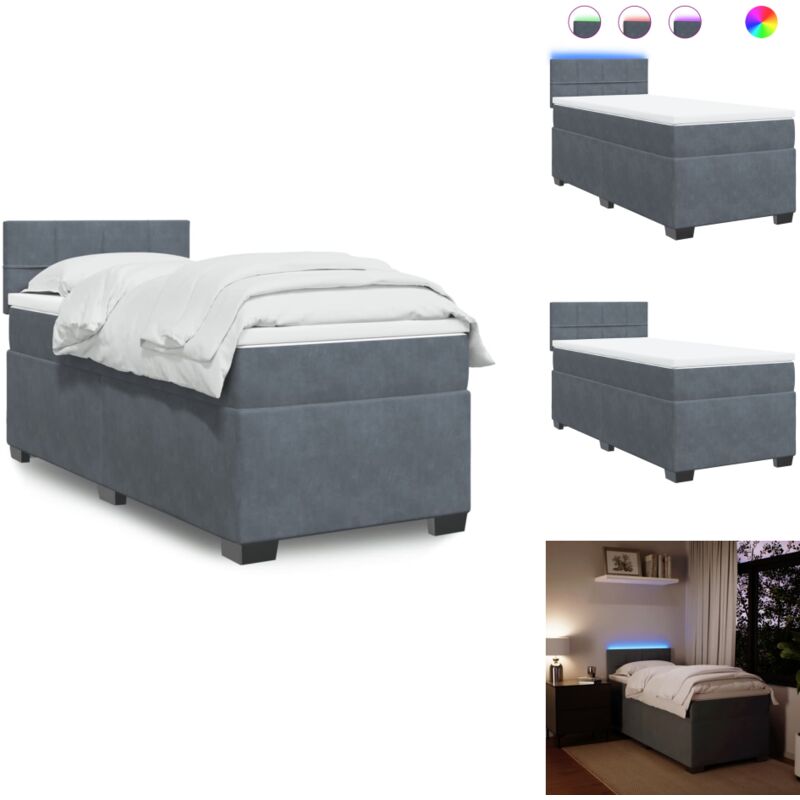 Boxspringbett mit Matratze Dunkelgrau 90x200 cm Samt - Boxspringbett - Boxspringbetten - Bett - Bett Mit Stauraum
