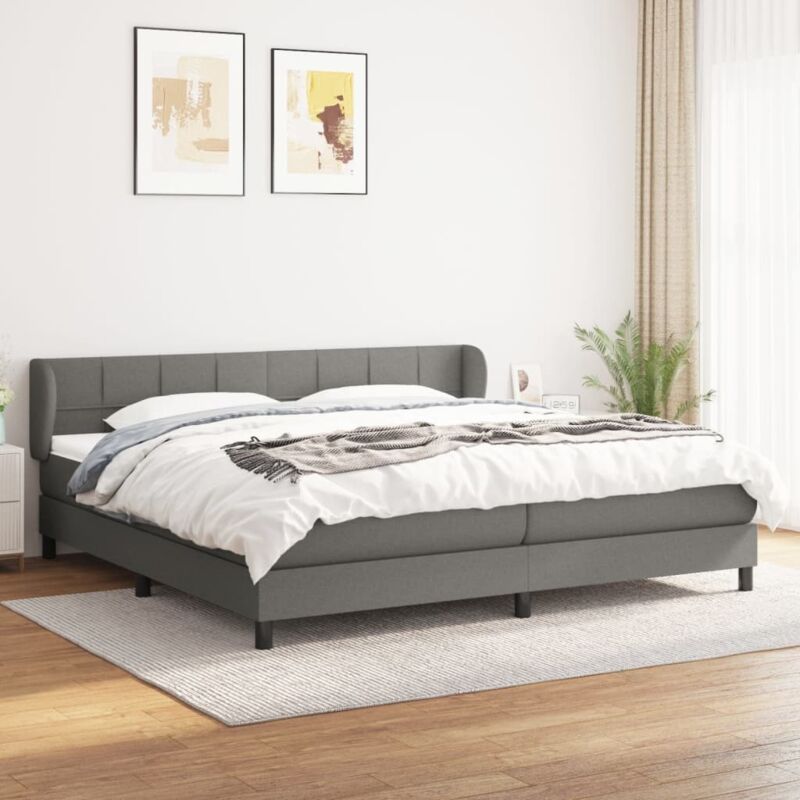 Boxspringbett mit Matratze Dunkelgrau 200x200 cm Stoff Vidaxl