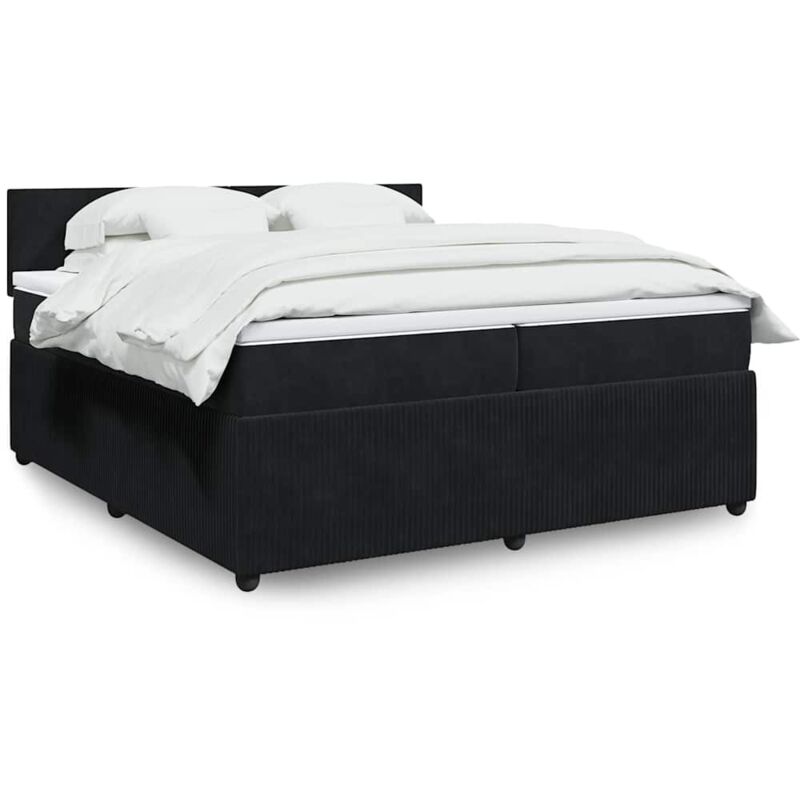 Boxspringbett mit Matratze Schwarz 200x200 cm Samt vidaXL