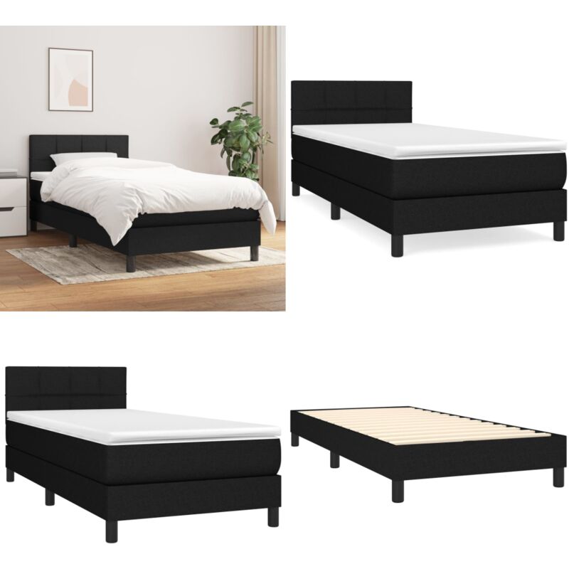 Boxspringbett mit Matratze Schwarz 100x200 cm Stoff - Boxspringbett - Doppelbett - Schlafsystem - Bettrahmen - Matratze - Home & Living