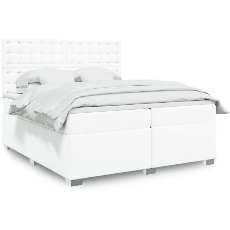 Boxspringbett mit Matratze Weiß 200x200 cm Kunstleder vidaXL