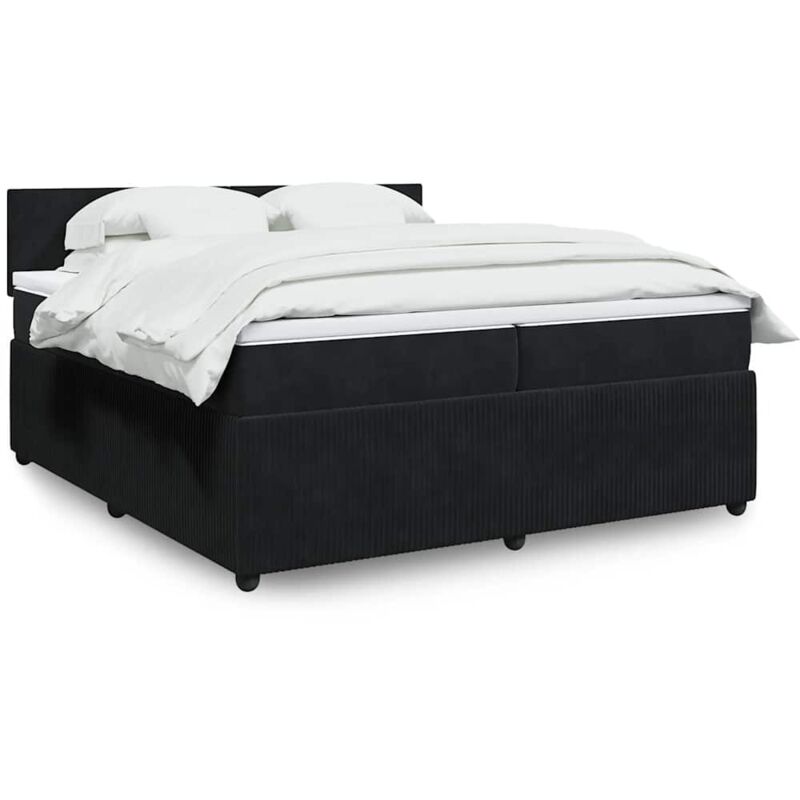 Boxspringbett mit Matratze Schwarz 200x200 cm Samt vidaXL