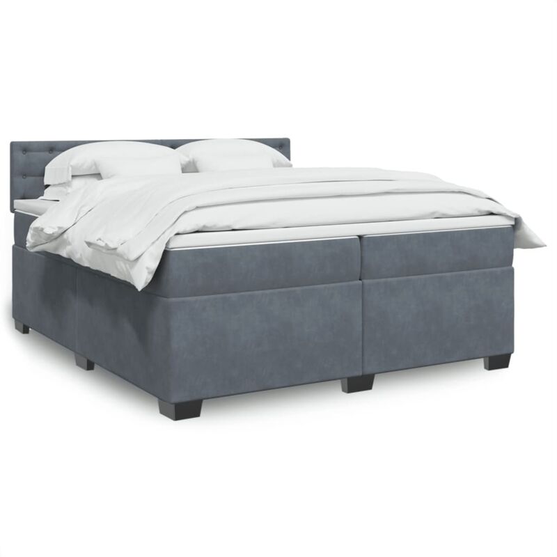 Boxspringbett mit Matratze Dunkelgrau 200x200 cm Samt Vidaxl