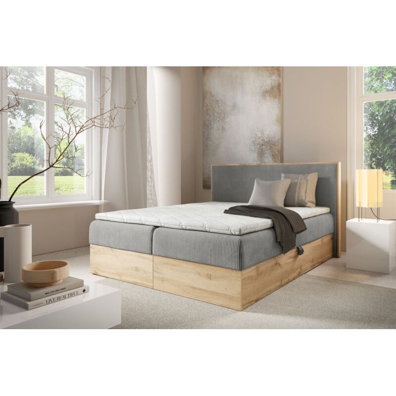 Fun Moebel - Boxspringbett Schlafzimmerbett roland 120x220cm in Stoff Lincoln Grau