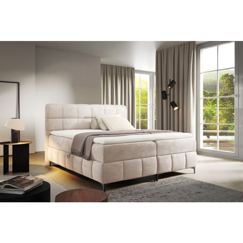 Fun Moebel - Boxspringbett Schlafzimmerbett sophie 100x200cm Stoff Salvador Beige