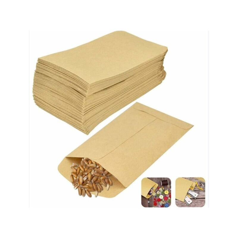 Braune Kraftpapiertüten, 10 x 6 cm, Lebensmitteltüte, Kraftbeutel, Samen, recycelbare Tasche, Vintage-Kraftpapiertüte für Samen, Süßigkeiten, Kekse,