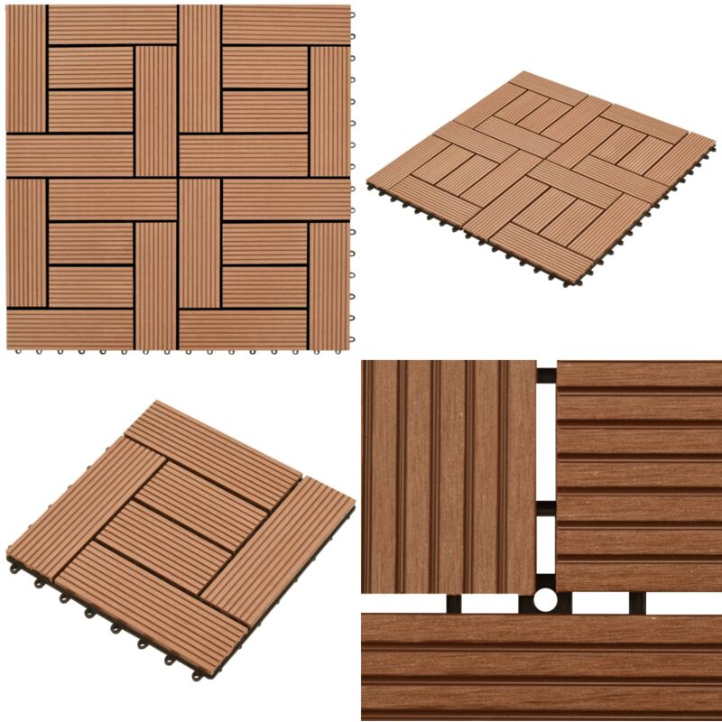 Braune Terrassenfliesen 11 Stk. 30 x 30 cm WPC 1 qm - Terrassenfliesen - Terrassefliesen Poolfliesen Balkonfliesen - Home & Living