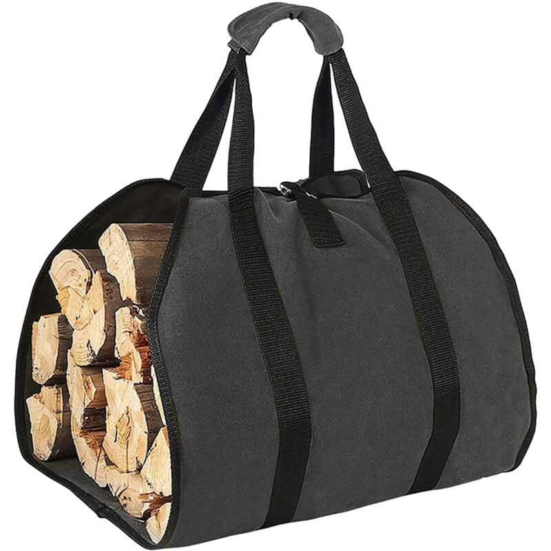 Brennholz-Aufbewahrungstasche mit Griffen (schwarz)